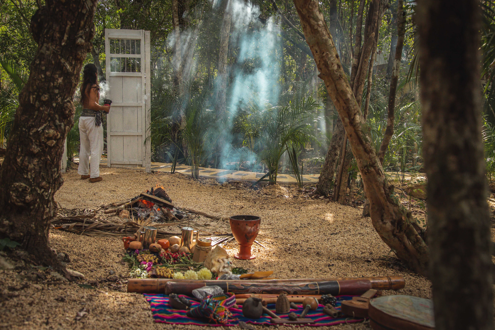 Traditional Mayan copal ceremony in the jungle